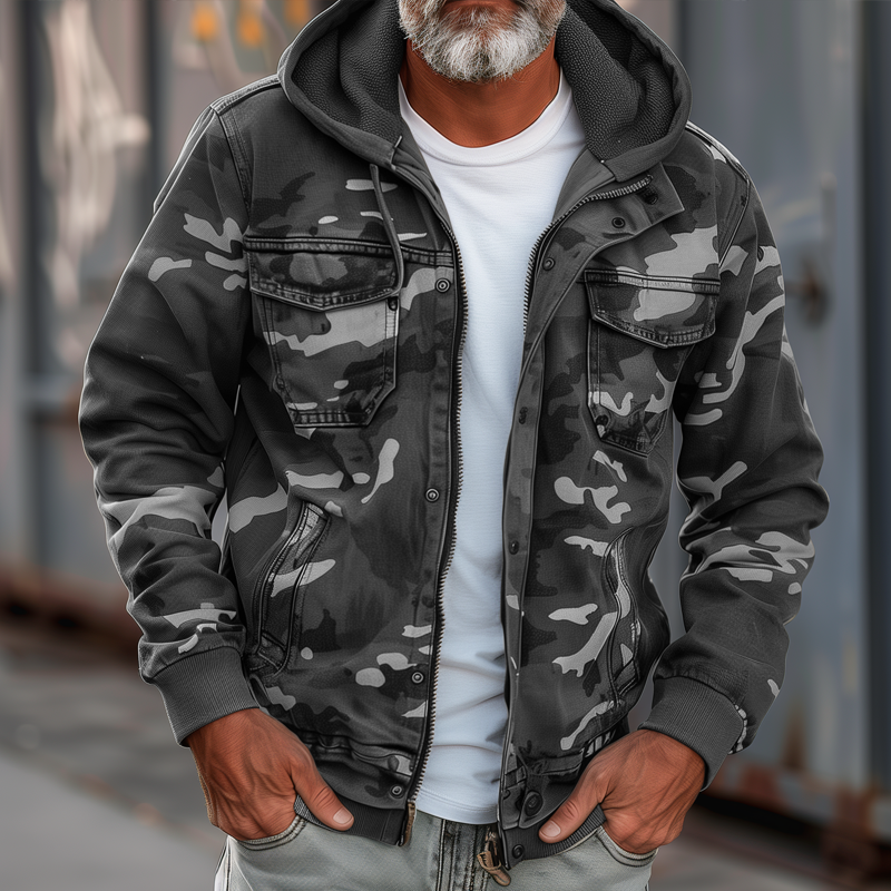 Heren Cargojack Camouflage Met Capuchon Trendy Casual Stijl 4