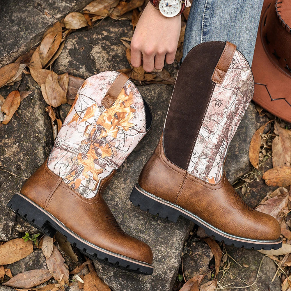 Heren Cowboylaarzen Vintage Leren Comfortabele Anti-slip Boots 3