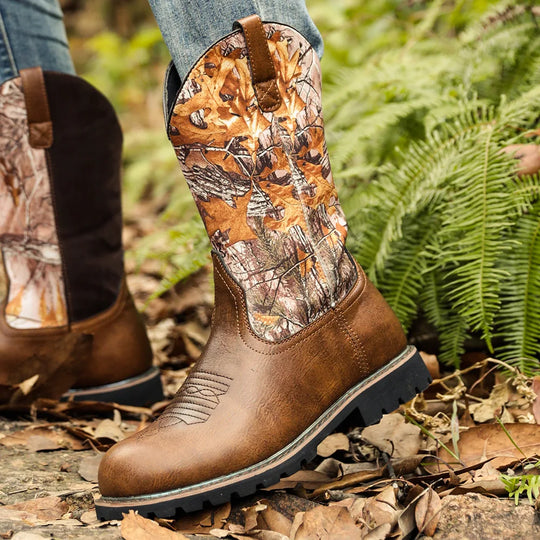 Heren Cowboylaarzen Vintage Leren Comfortabele Anti-slip Boots 4
