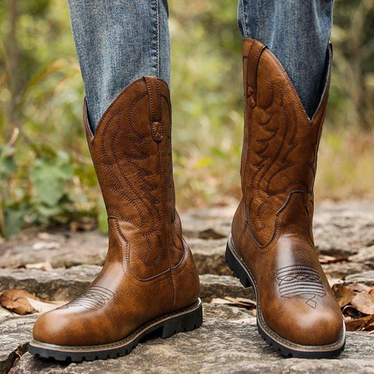 Heren Cowboylaarzen Vintage Leren Comfortabele Anti-slip Boots 5