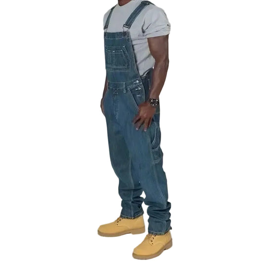 Heren Denim Overall met Splitdetails Casual Stijl 0