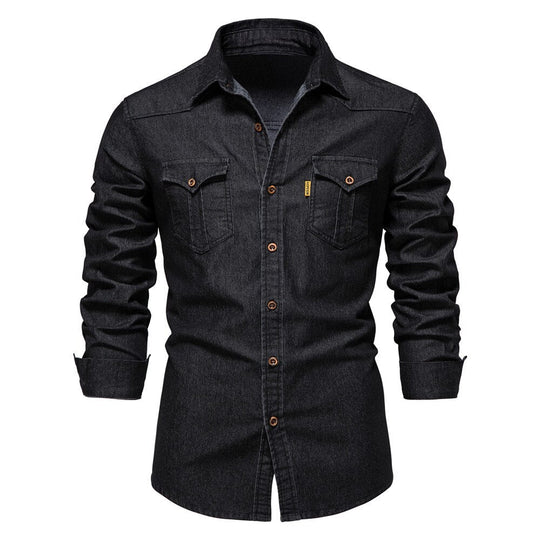 Heren Denim Overhemd Casual Stijl 2