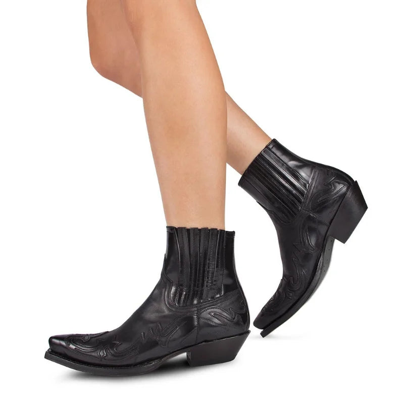 Heren Enkellaarsjes Cowboy Stijl Leer met Rits 3