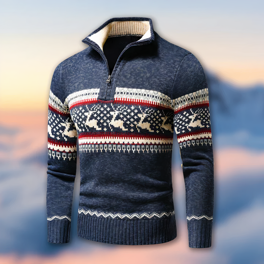 Heren Gebreide Trui met Halve Rits Casual Style 1
