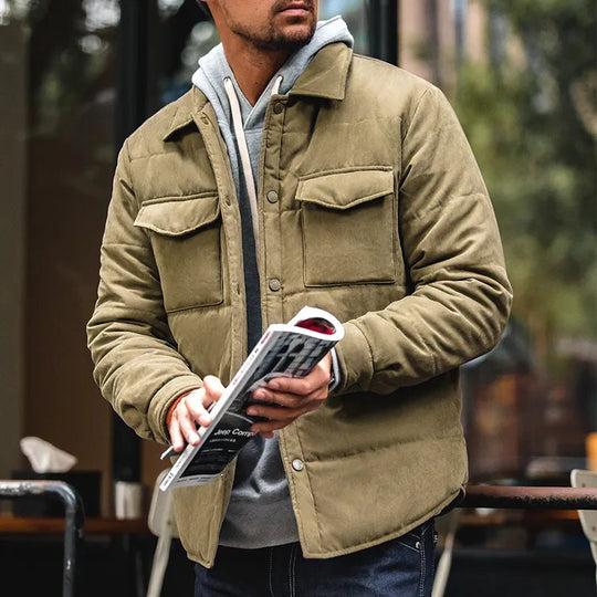 Heren Gequilt Jacket Regular Fit Met Knopen 0
