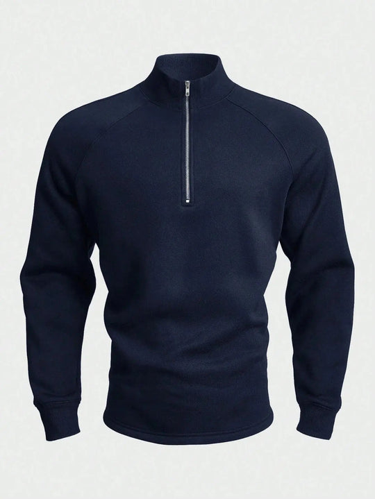 Heren Halv-Zip Trui Comfortabel Casual Katoenmix 2