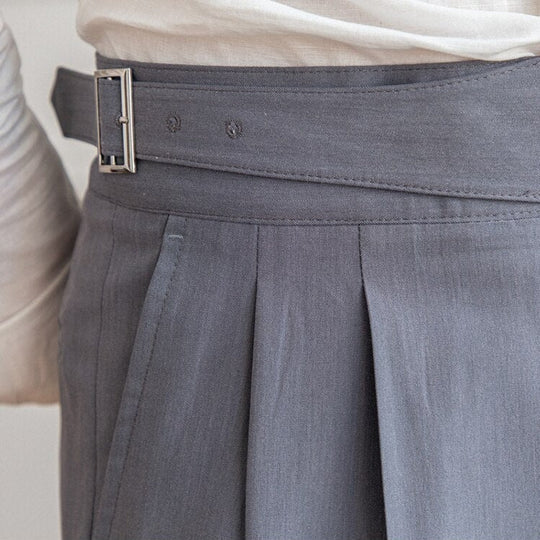 Heren Hoge Taille Broek Tailored Fit Met Geplooide Voorkant 4