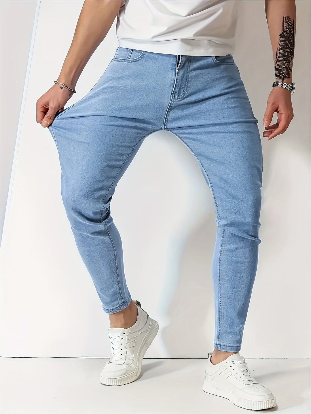Heren Jeans Slanke Fit Taps Toelopende Benen 5