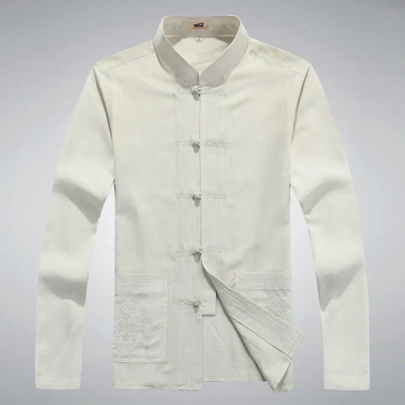 Heren Kleding Set Japanse Stijl met Lange Mouwen en Broek 0