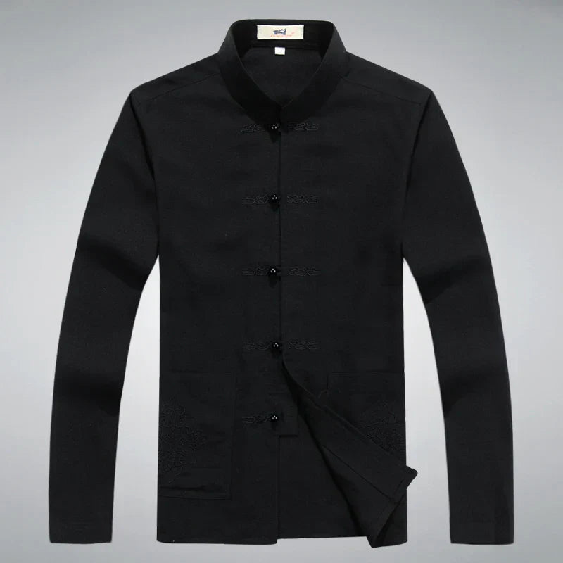 Heren Kleding Set Japanse Stijl met Lange Mouwen en Broek 4