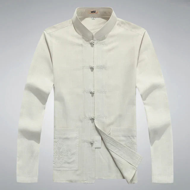 Heren Kleding Set Japanse Stijl met Lange Mouwen en Broek 6