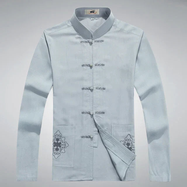 Heren Kleding Set Japanse Stijl met Lange Mouwen en Broek 9