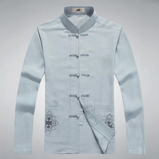 Heren Kleding Set Japanse Stijl met Lange Mouwen en Broek 9