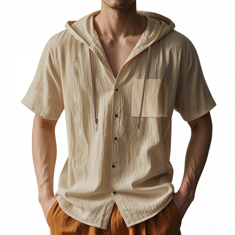 Heren Korte Mouwen Hoodie Overhemd Casual 2