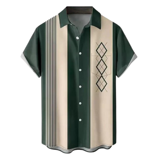 Heren Overhemd Korte Mouwen Retro Stijl 0
