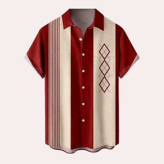 Heren Overhemd Korte Mouwen Retro Stijl 2