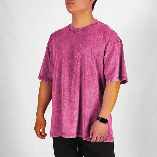 Heren Oversized T-Shirt Casual Stijl Met Vintage Waseffect 14