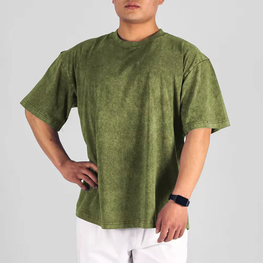 Heren Oversized T-Shirt Casual Stijl Met Vintage Waseffect 18