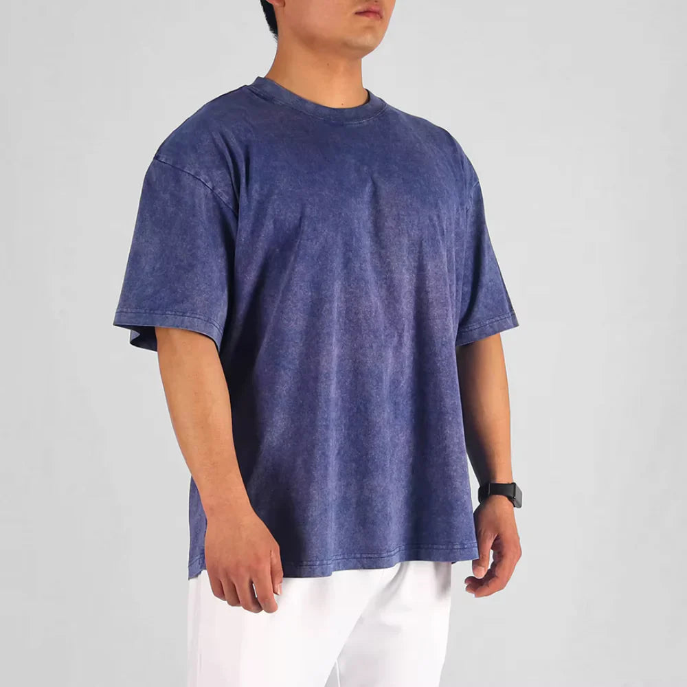 Heren Oversized T-Shirt Casual Stijl Met Vintage Waseffect 8