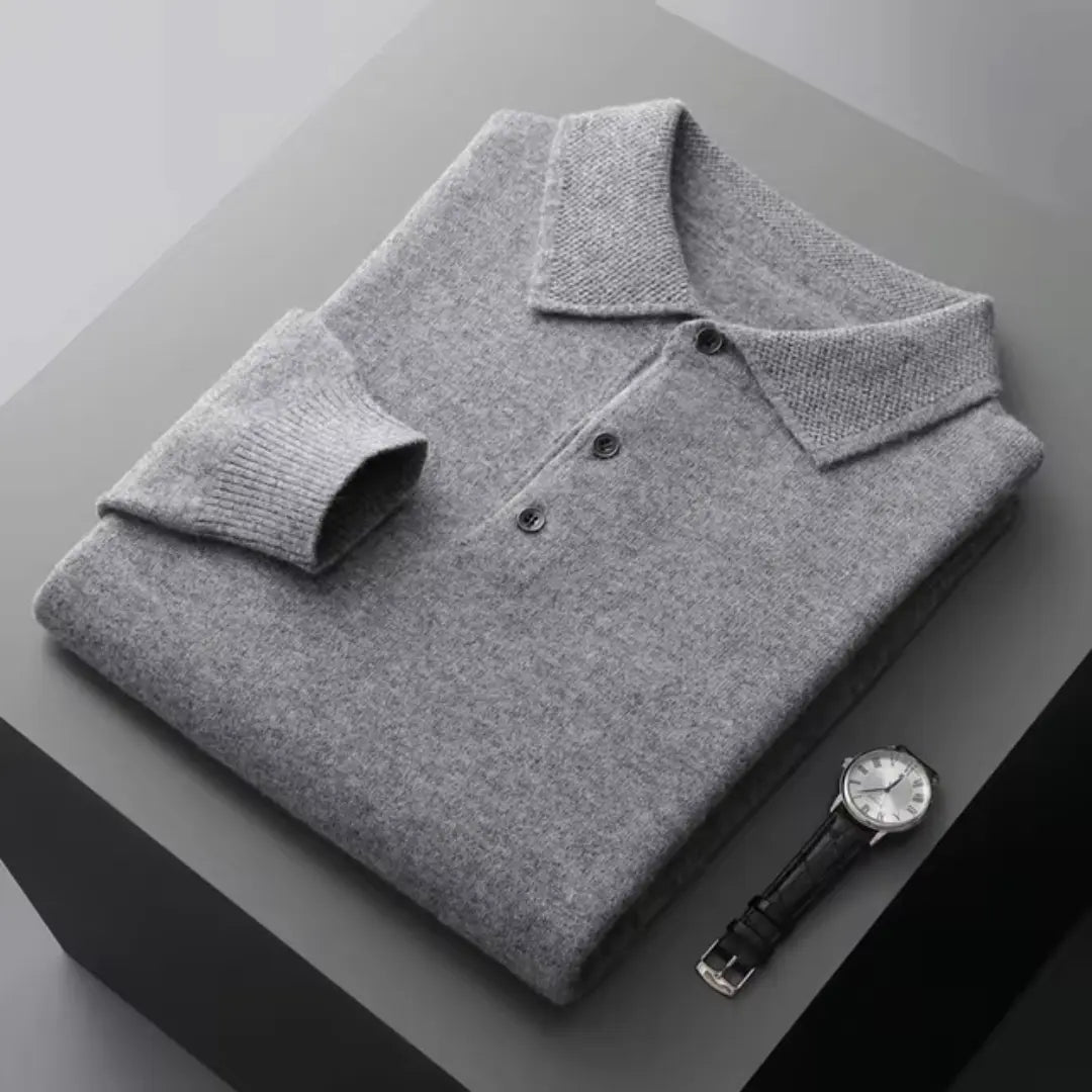 Heren Polo Trui met Ronde Hals en Ribbelmanchetten 6