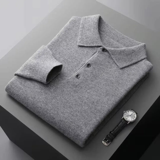 Heren Polo Trui met Ronde Hals en Ribbelmanchetten 6