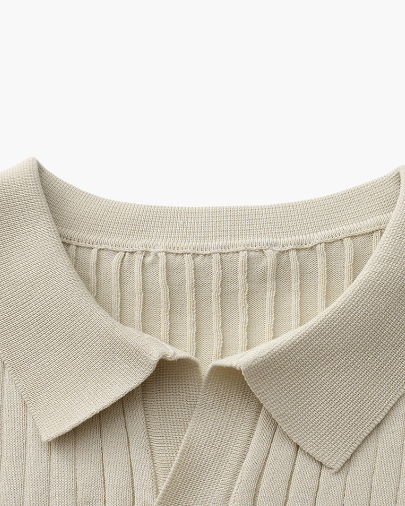 Heren Poloshirt Geribbeld Casual Stijl 5