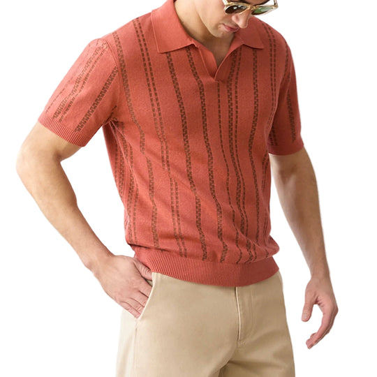 Heren Poloshirt V-ring Jacquard Gebreid 0