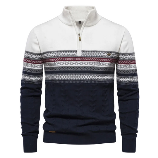 Heren Pullover Gestreept met Rits 0
