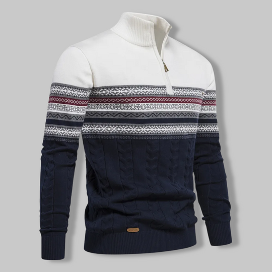 Heren Pullover Gestreept met Rits 2