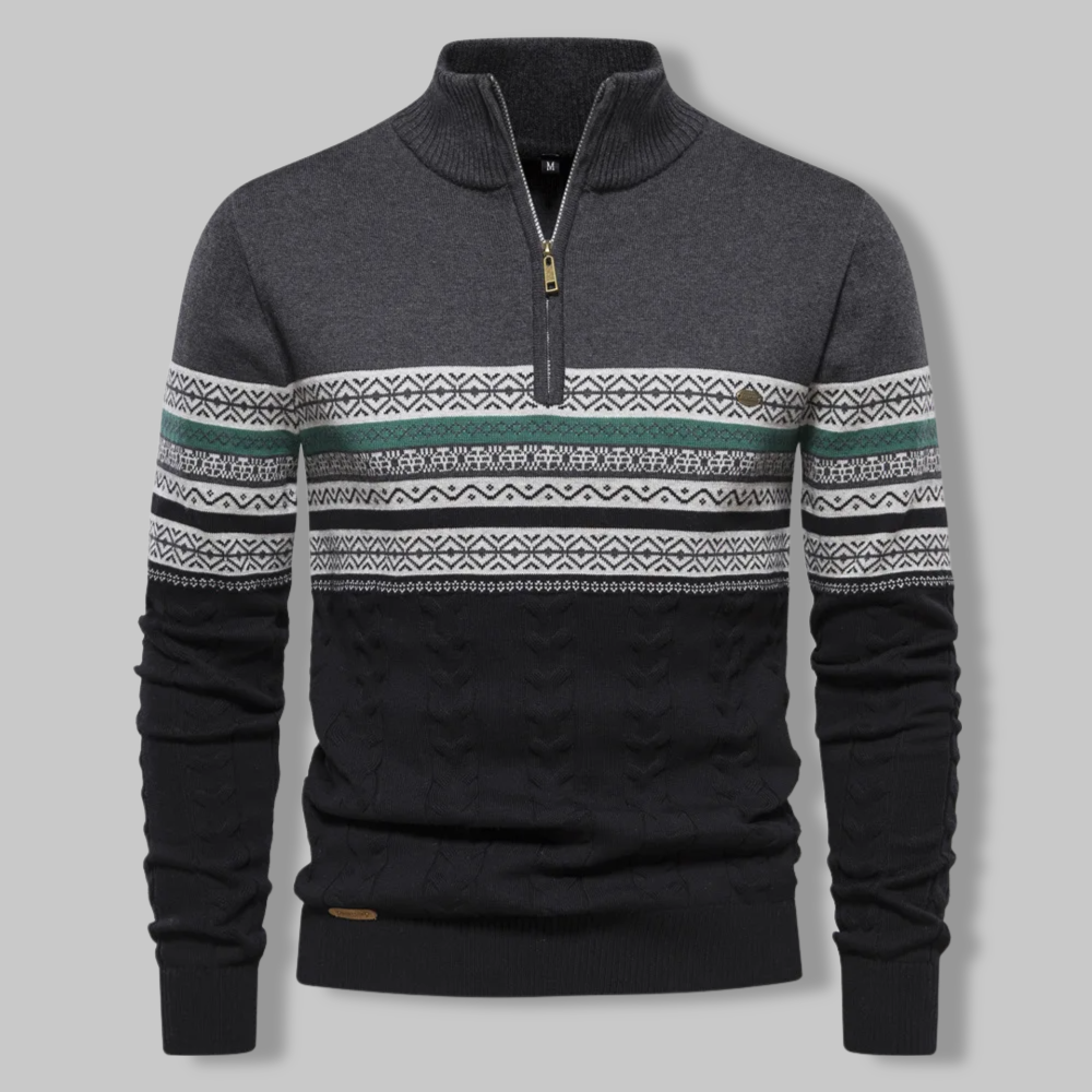 Heren Pullover Gestreept met Rits 4