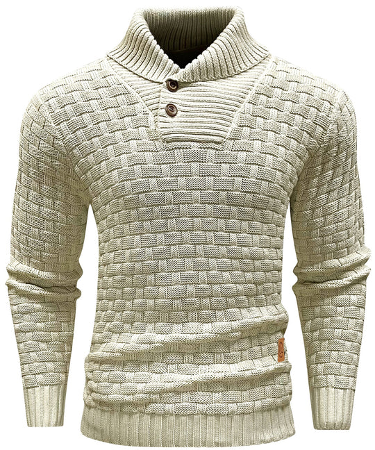 Heren Pullover Met Hoge Kraag en Knopen 3