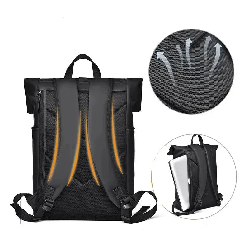 Heren Rugzak Rolltop Stijlvol Met Ruimte Voor Laptop En Persoonlijke Spullen 4