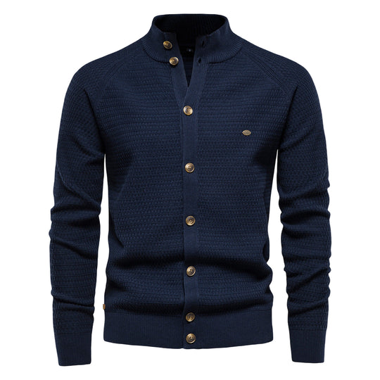 Heren Sweater met Opstaande Kraag en Knoopsluiting 0