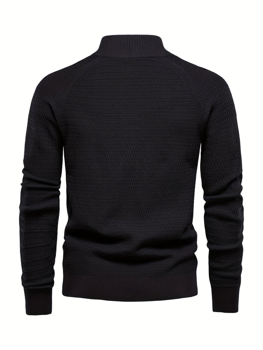 Heren Sweater met Opstaande Kraag en Knoopsluiting 7