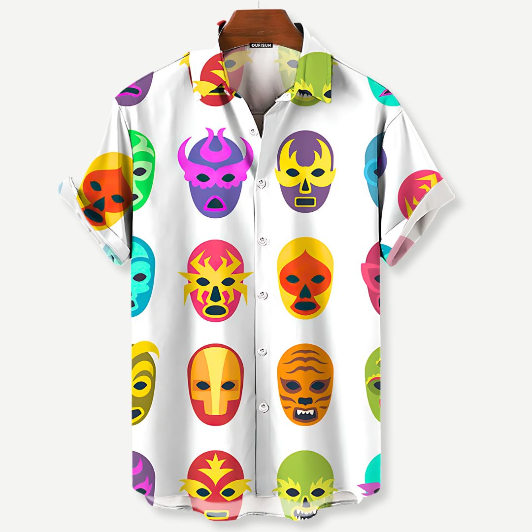 Heren T-shirt Luchador Maskers V2 Casual Katoen 0
