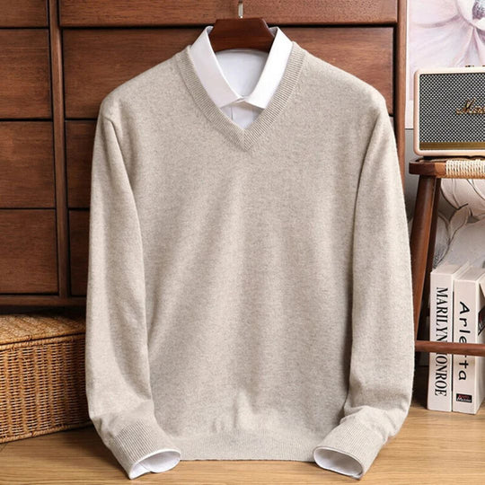 Heren V-Hals Trui Merino Wol 3