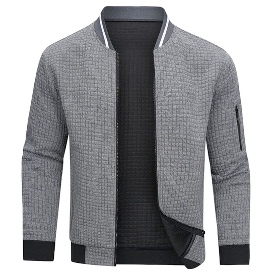 Heren Winterjack Minimalistisch Met Monochroom Rasterpatroon 0
