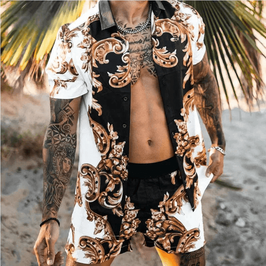 Heren Zomerset 3D Patchwork Design met Korte Mouwen en Comfortabele Shorts 1