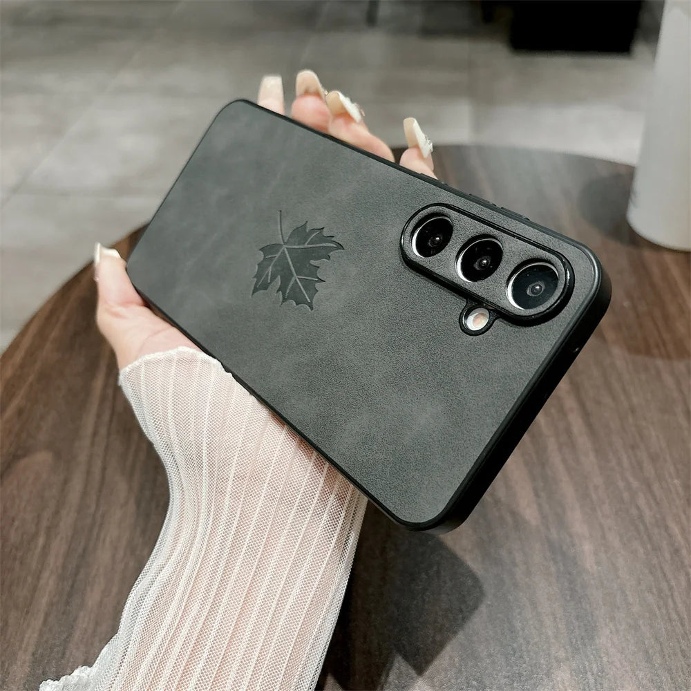 Hoes voor Samsung S24 S23 S22 S21 Plus Ultra met Esdoornbladeren 3