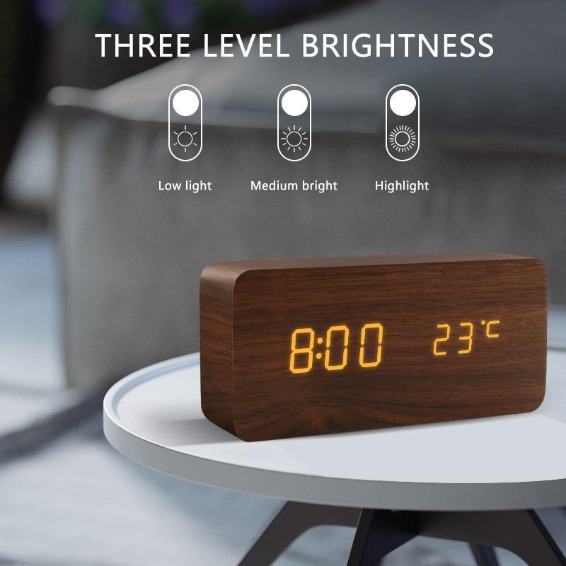 Houten Blok LED Wekker Stijlvol 1