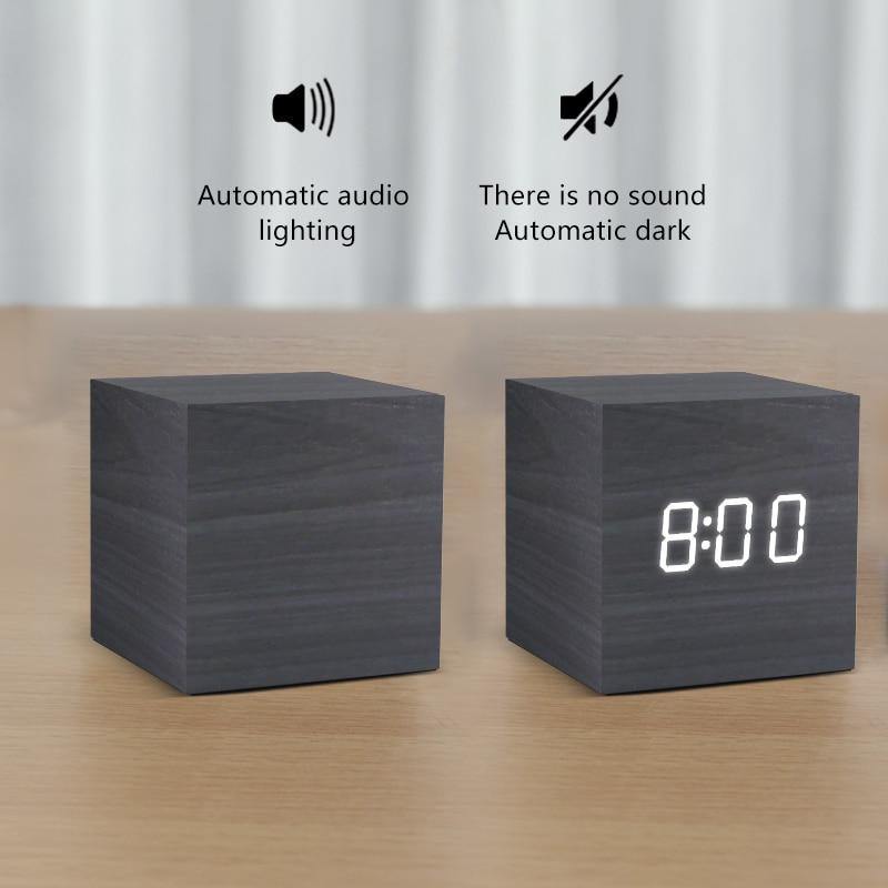 Houten Blok LED Wekker Stijlvol 6