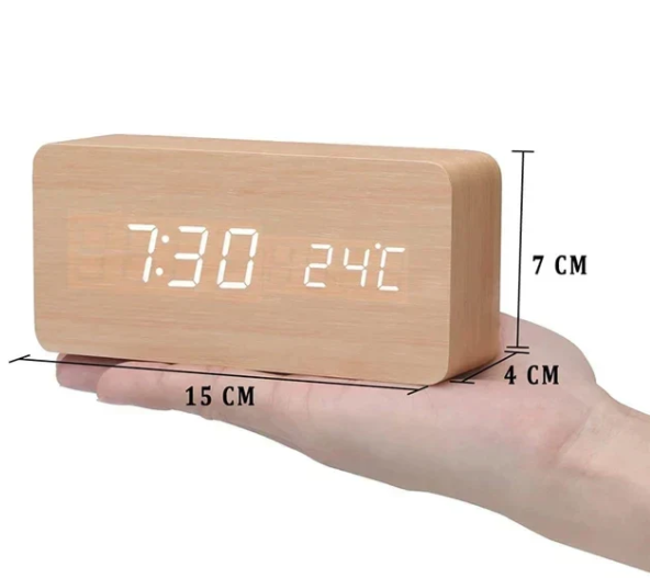Houten LED Klok met Stemactivering 10