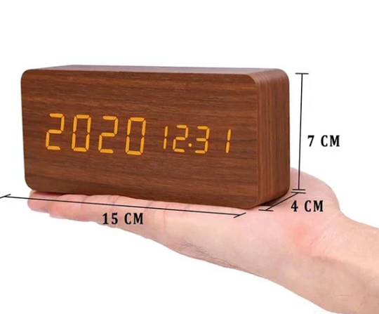 Houten LED Klok met Stemactivering 9