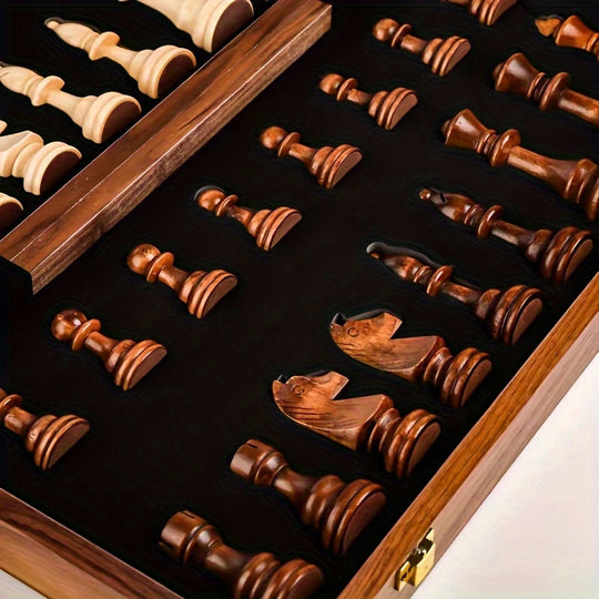 Houten Schaakspel Handgemaakt met Notenhouten Bord 3