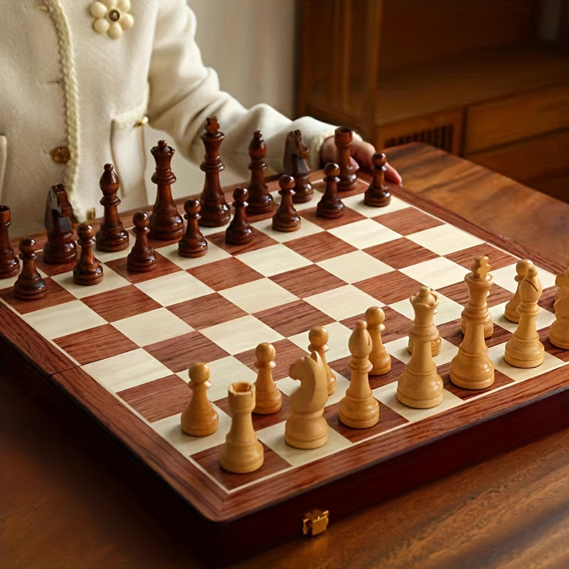 Houten Schaakspel Handgemaakt met Notenhouten Bord 4