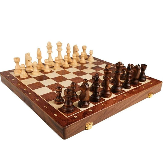Houten Schaakspel Opvouwbaar met Massieve Schaakstukken voor Serieuze Spelers 6