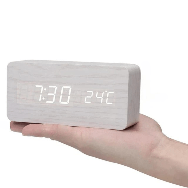 Houten Wandklok Spraakgestuurd Minimalistisch Design voor Slaapkamer en Woonkamer 10