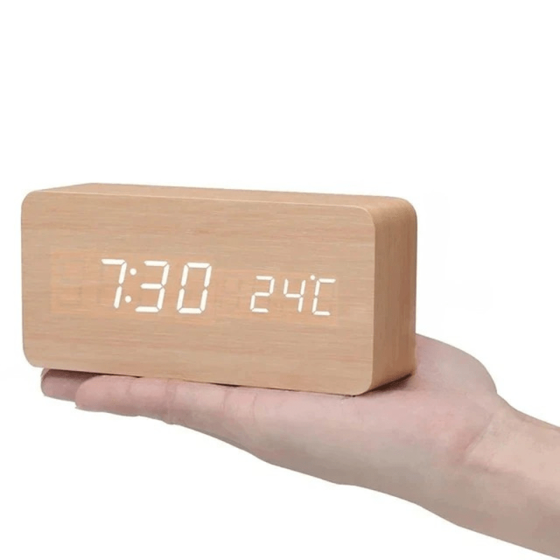 Houten Wandklok Spraakgestuurd Minimalistisch Design voor Slaapkamer en Woonkamer 12