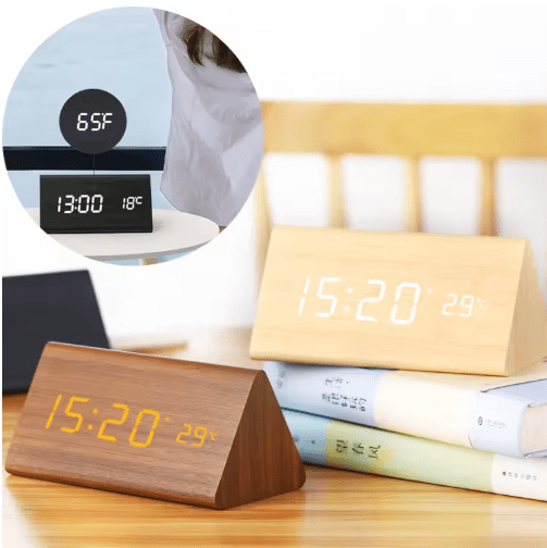 Houten Wandklok Spraakgestuurd Minimalistisch Design voor Slaapkamer en Woonkamer 2