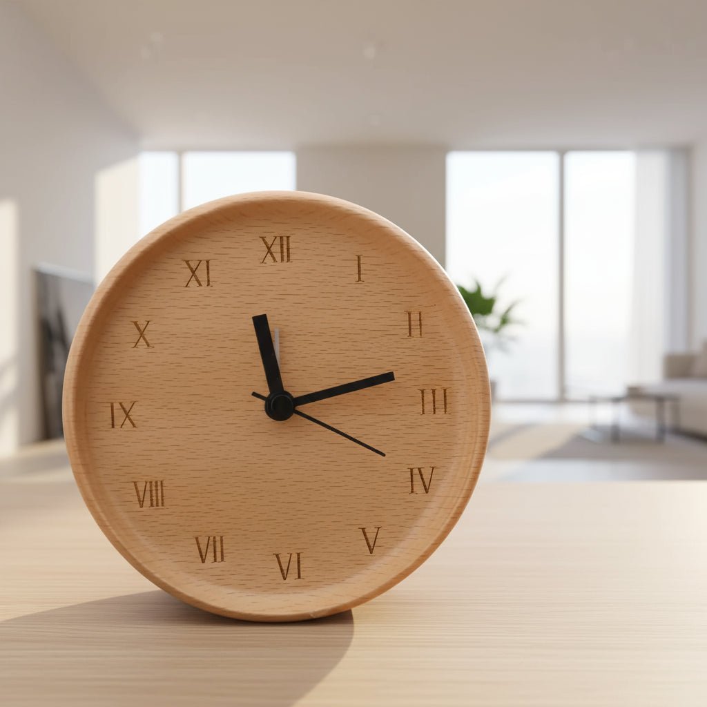 Houten Wekker Minimalistisch Design voor Slaapkamer en Kantoor 0